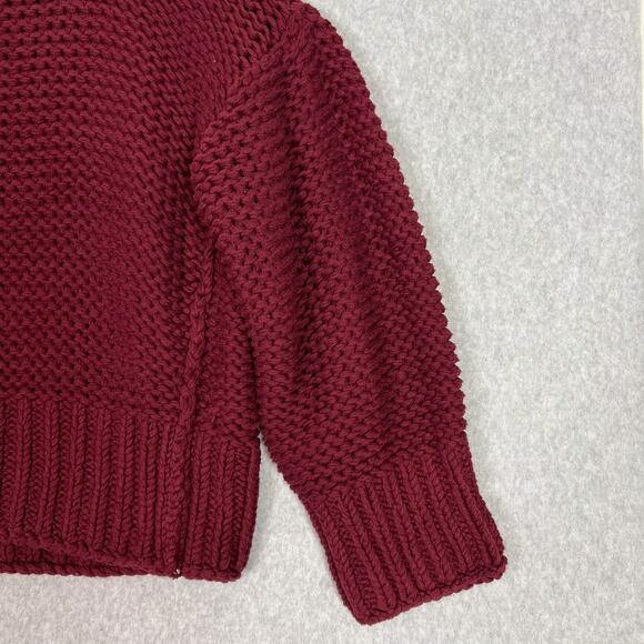 Free People Burgundy My Only Sunshine Chunky Mock Neck Sweater Size XL - Picture 5 of 8